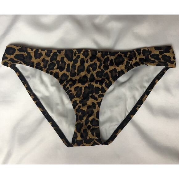 Reef Bikini Bottom Women L Brown Animal Print Reef Logo Stretch Swim Classic - Picture 1 of 11